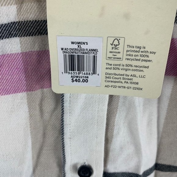 Alpine Design Shirt Women's XL Dragon Fruit Plaid Cotton Flannel Button-Up 8245 - Picture 4 of 8